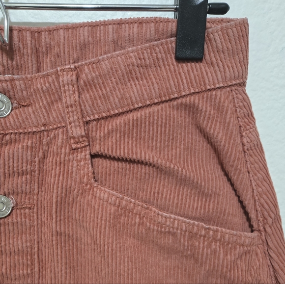 Free People Ray Corduroy Mini Skirt Button Front Terracotta Dusty Rose Size 2 - Picture 2 of 11